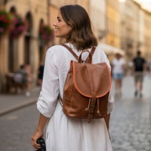 Classic Brown Leather Backpack - Stylish Women’s Daypack
